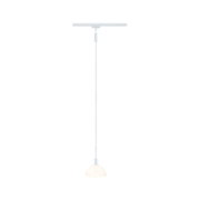 White pendant light with half-round plastic shade for modern indoor lighting solutions