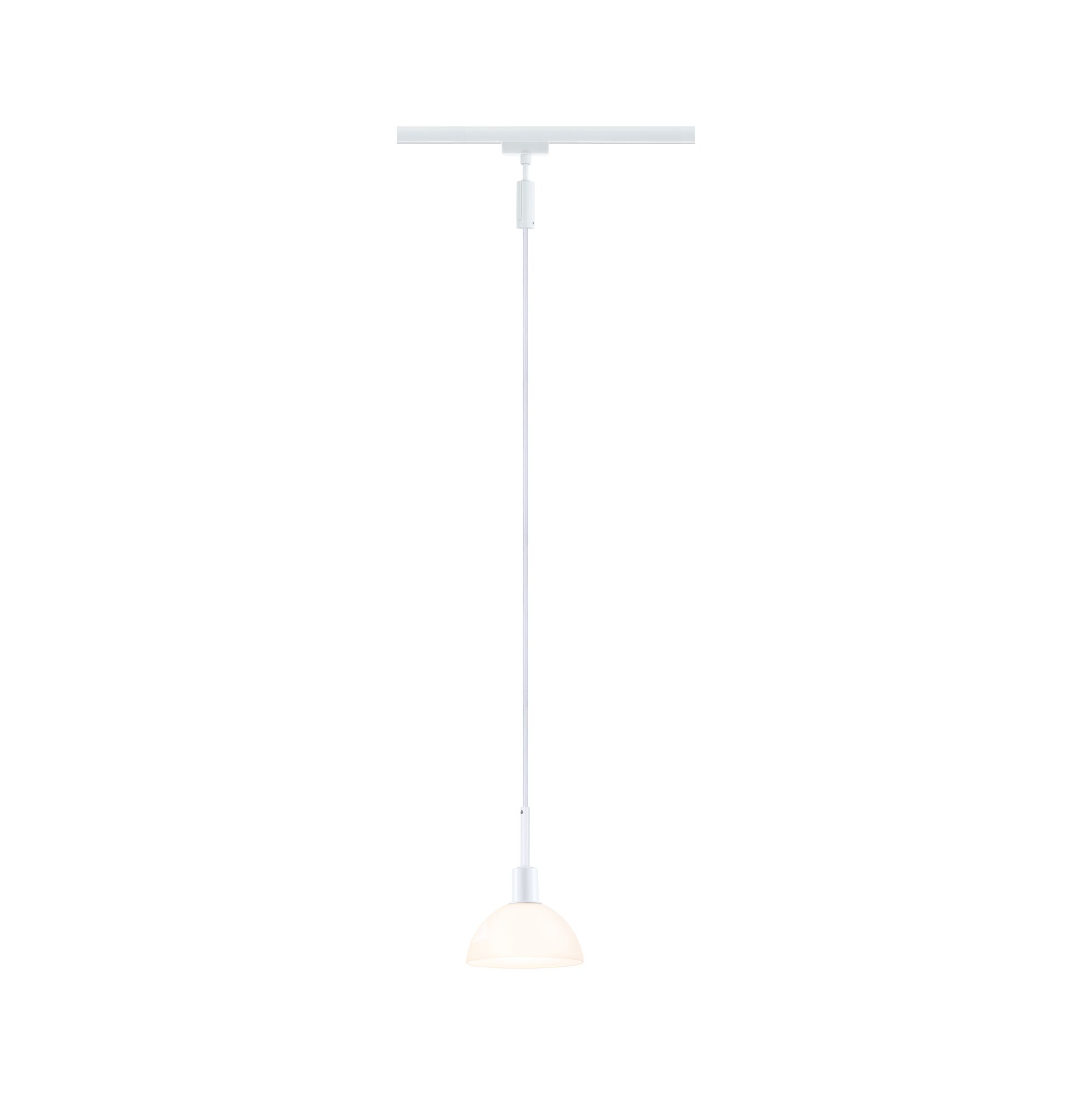 White pendant light with half-round plastic shade for modern indoor lighting solutions