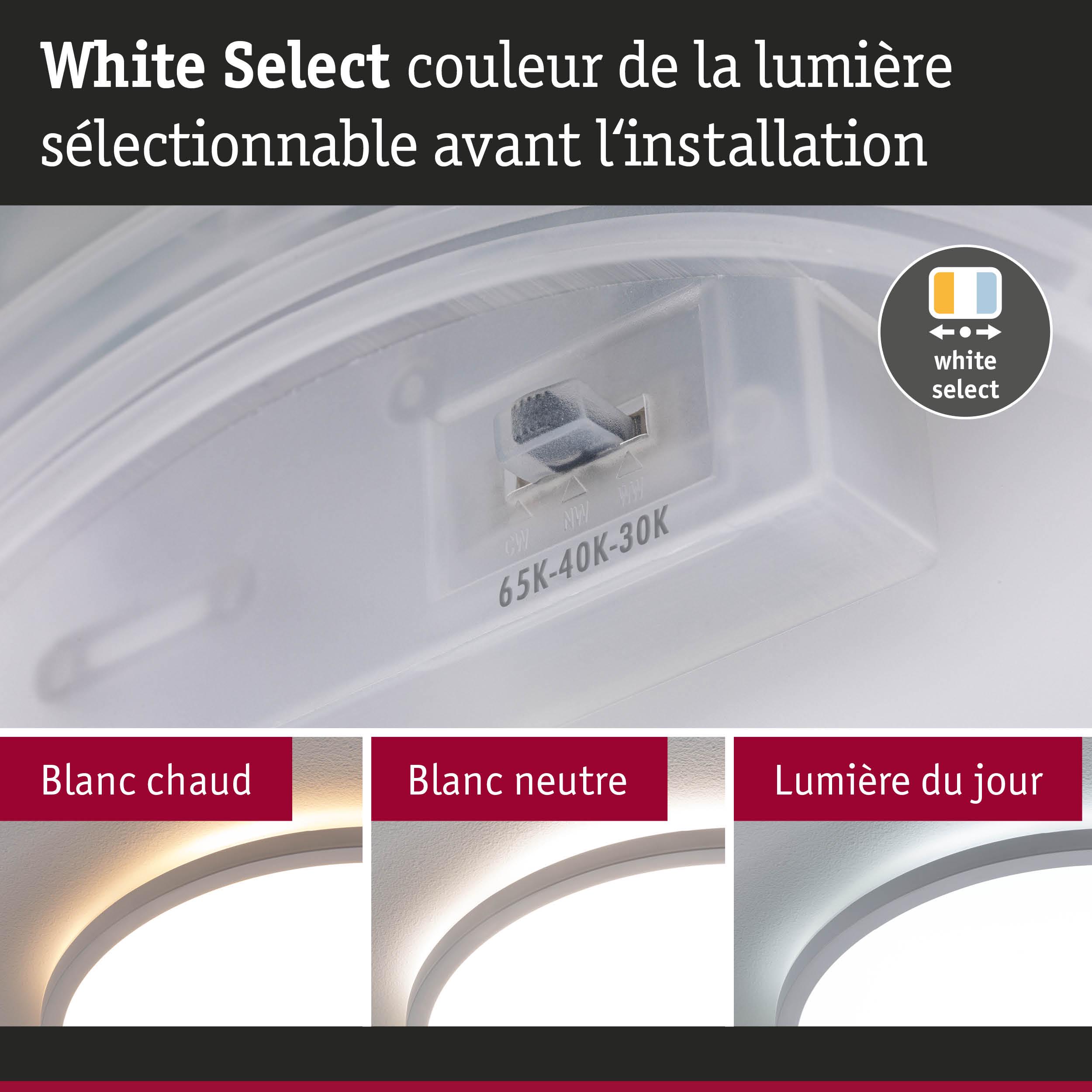 Interrupteur de plafonnier LED blanc pour choisir blanc chaud, blanc neutre ou lumière du jour