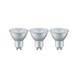Lot de trois spots LED GU10 argentés avec verre transparent pour éclairage économique