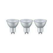 Lot de trois spots LED GU10 argentés avec verre transparent pour éclairage économique