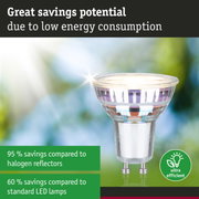 Energy-saving GU10 LED lamp with clear glass and ultra-efficient design for low power consumption