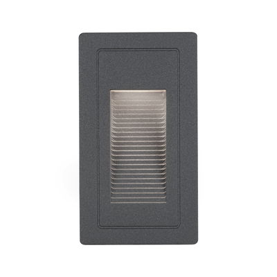 Rectangular anthracite LED wall recessed light with louvered design for ambient lighting