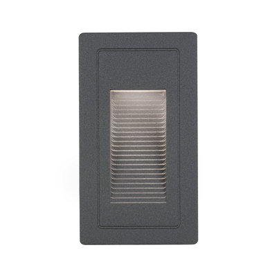 Rectangular anthracite LED wall recessed light with louvered design for ambient lighting