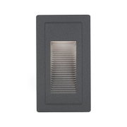 Rectangular LED stair light made of anthracite aluminium with silver louvered cover