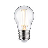 LED-Leuchtmittel in Glühbirnenform mit transparentem Glas und silbernem Sockel für energiesparende Beleuchtung