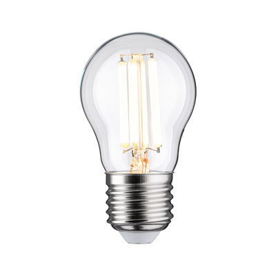 LED-Leuchtmittel in Glühbirnenform mit transparentem Glas und silbernem Sockel für energiesparende Beleuchtung