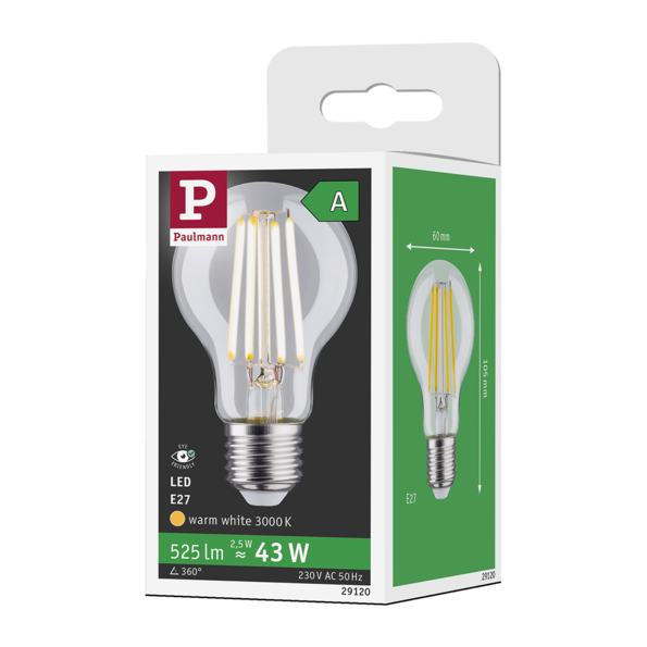 LED-Lampe E27 in warmweiß 3000K mit 43W, 525 Lumen, energiesparende Glühbirne im Karton