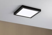 Schwarze quadratische LED-Deckenleuchte mit weißem Diffusor für modernes Raumlicht