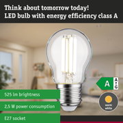 Energy-efficient LED lamp with neutral white light shown against a green forest background