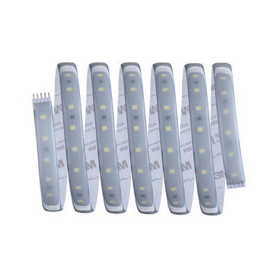 Flexibler LED-Lichtstreifen mit weißen LEDs und selbstklebender Rückseite für vielseitige Beleuchtung.