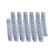 Flexible LED strip with white LEDs and transparent silicone coating for versatile lighting solutions