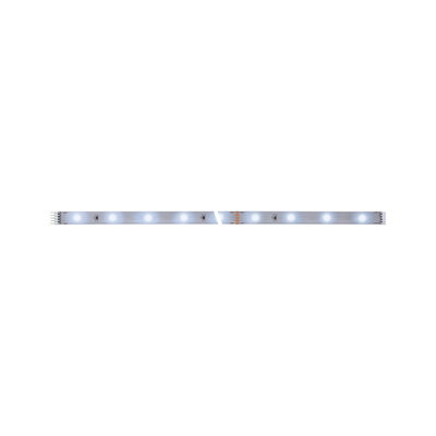 LED light strip with white LEDs on silver board for flexible indoor lighting solutions