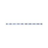 LED light strip with white LEDs on silver board for flexible indoor lighting solutions