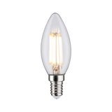 Klares LED-Leuchtmittel in Kerzenform mit E14-Fassung und warmweißem Licht für dekorative Beleuchtung