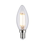 Klares LED-Leuchtmittel in Kerzenform mit E14-Fassung und warmweißem Licht für dekorative Beleuchtung