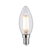 Clear LED candle bulb with E14 base and warm white light for decorative lighting solutions