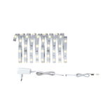 LED-strip met warmwitte lampjes, witte kabel en adapter voor flexibele verlichtingsoplossingen