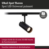 Spot LED URail Theron noir avec fonction mémoire et longue durée de vie pour système de rails