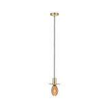 Modern brass pendant light with black cable and warm LED bulb ideal for stylish home lighting