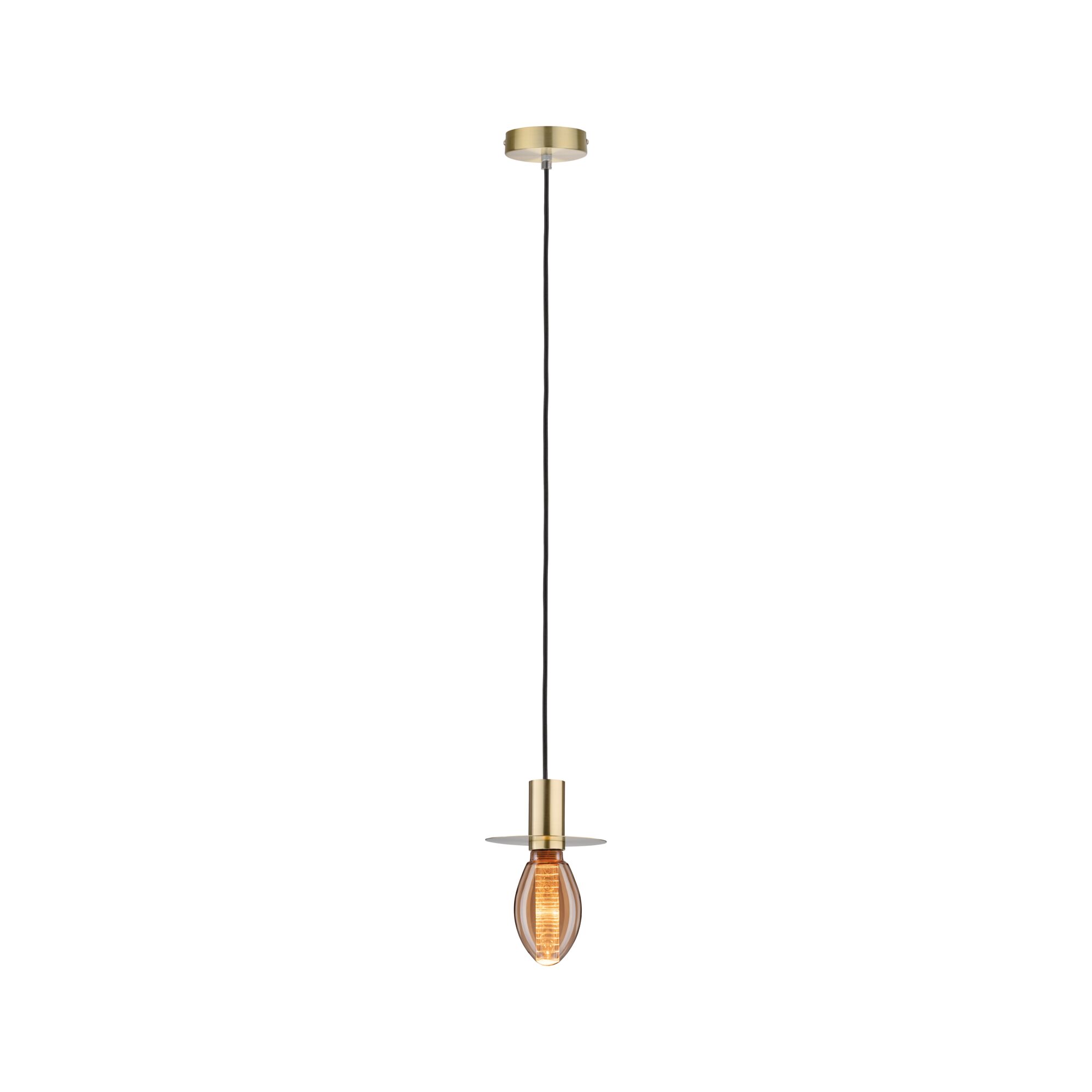 Suspension moderne en laiton avec câble noir et ampoule LED chaude pour éclairage intérieur élégant
