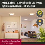 Atria Shine Deckenleuchten mit schwebender Backlight-Technik und warmweißem Licht 3000K im modernen Wohnzimmer