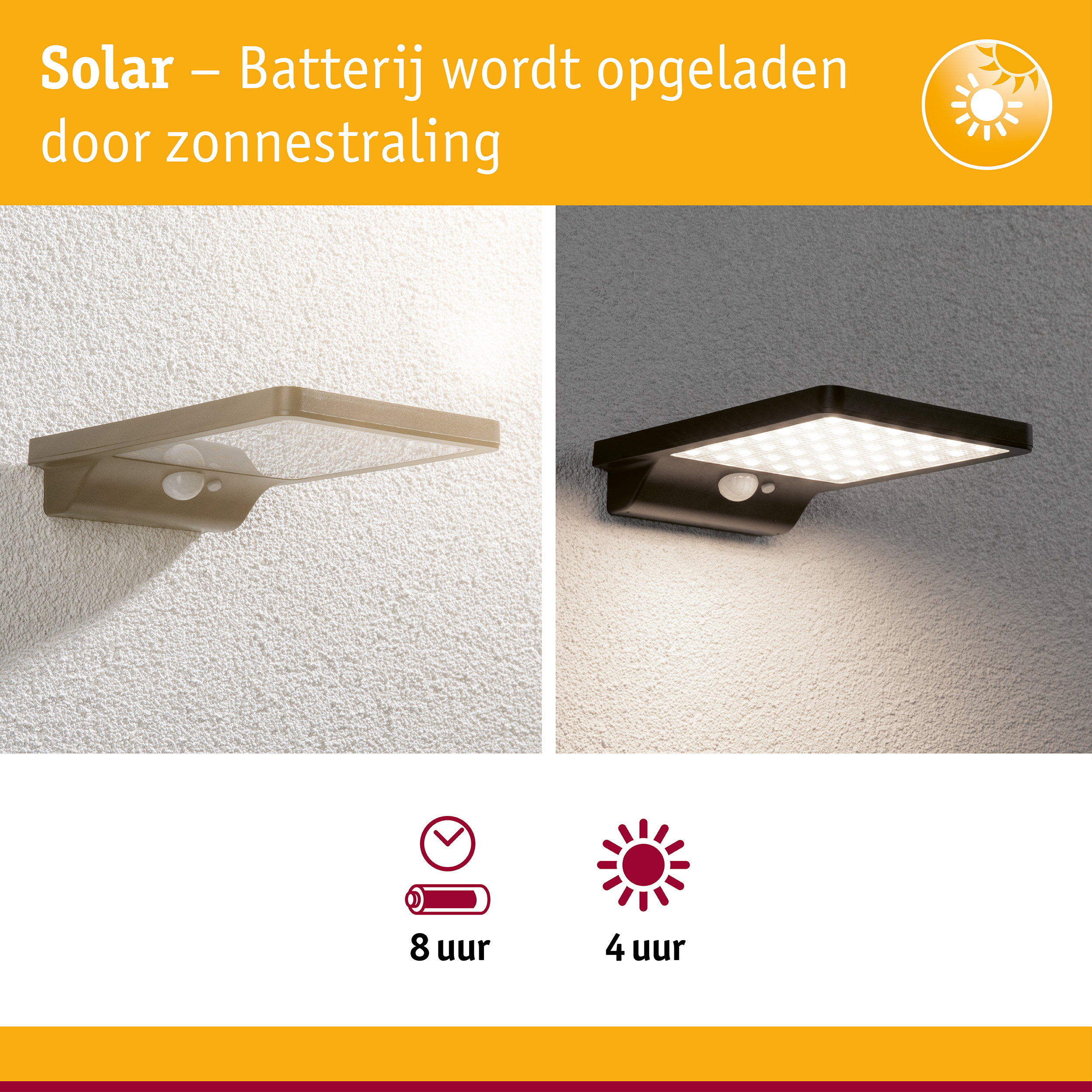 Zonne-energie LED wandlamp in zwart en beige met bewegingssensor voor buitengebruik