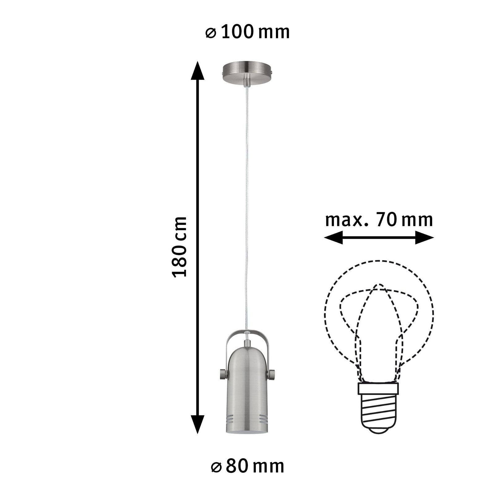 Neordic Hanglamp Lavea E27 max. 15W Staal geborsteld dimbaar Metaal