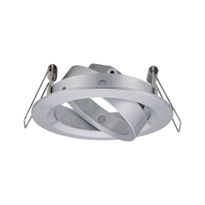 Ronde inbouwspot van geborsteld zilverkleurig aluminium met veerclips voor plafondmontage