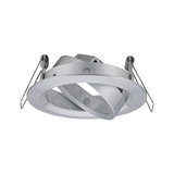 Round recessed spotlight in brushed silver aluminum with spring clips for ceiling installation