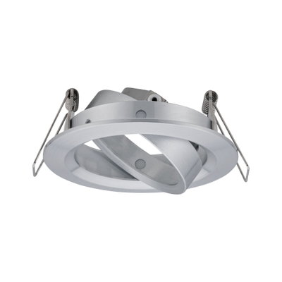 Moderne inbouwspot van geborsteld zilverkleurig aluminium met veerclips voor plafondmontage