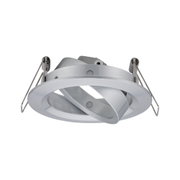 Round recessed spotlight made of brushed silver aluminium with spring clips for ceiling installation