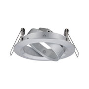 Round recessed spotlight made of brushed silver aluminium with spring clips for ceiling installation