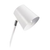 Abat-jour de lampe de bureau en métal blanc moderne avec articulation réglable et ampoule visible