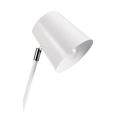 Abat-jour de lampe de bureau en métal blanc moderne avec articulation réglable et ampoule visible