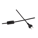 Schwarzes Stromkabel mit Schalter und Euro-Stecker, Textilkabel für Beleuchtung und Elektronik