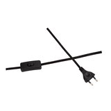 Schwarzes Stromkabel mit Schalter und Euro-Stecker, Textilkabel für Beleuchtung und Elektronik