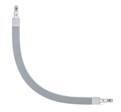 Curved grey metal power rail element for flexible lighting systems