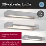 LED wallwasher Lucille in grey aluminium with swivelling cover for direct or indirect light effects