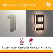 Zonne-energie huisnummerverlichting met witte en zwarte afwerking, energiezuinige LED-verlichting