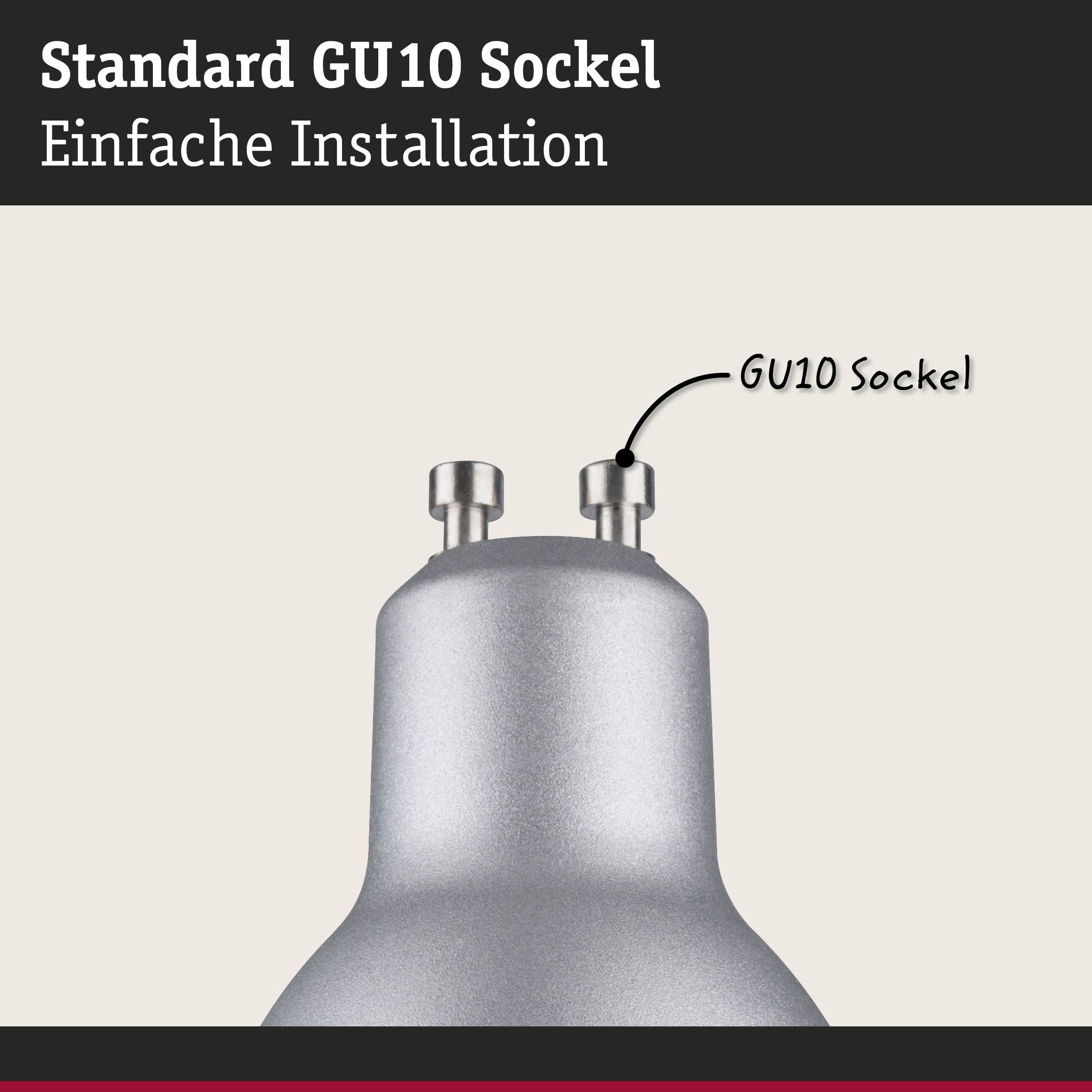 Standard GU10 Sockel aus silbernem Metall mit einfacher Installation für LED Lampen