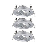 Round recessed spotlight made of brushed silver aluminium with spring clips for ceiling installation