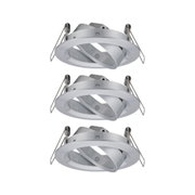 Round recessed spotlight made of brushed silver aluminium with spring clips for ceiling installation