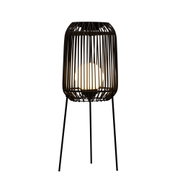 Staande lamp met zwart metalen frame en ronde warmwitte LED-lamp voor binnenverlichting
