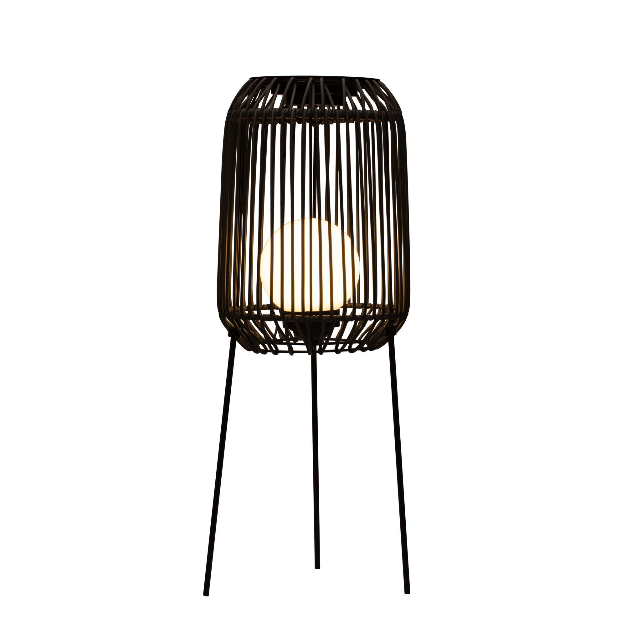 Staande lamp met zwart metalen frame en ronde warmwitte LED-lamp voor binnenverlichting