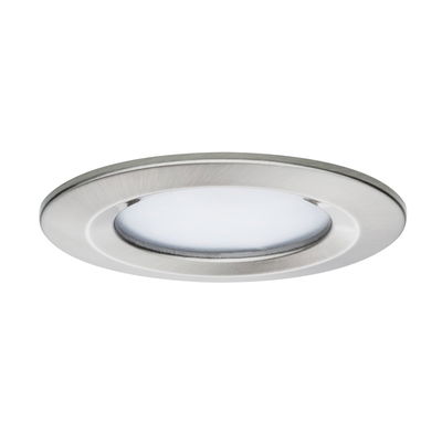 Rundes LED-Einbauleuchte aus gebürstetem Edelstahl mit weißem Diffusor für moderne Beleuchtung