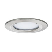 Round LED recessed light in brushed stainless steel with white diffuser for modern lighting