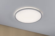 Round ceiling light with white diffuser and grey metal frame for modern room lighting