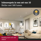 Set van 10 warm witte 3000K inbouwspots voor woonkamerverlichting met 580 lumen