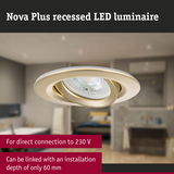 Nova Plus gold recessed LED spotlight with adjustable head for living room lighting